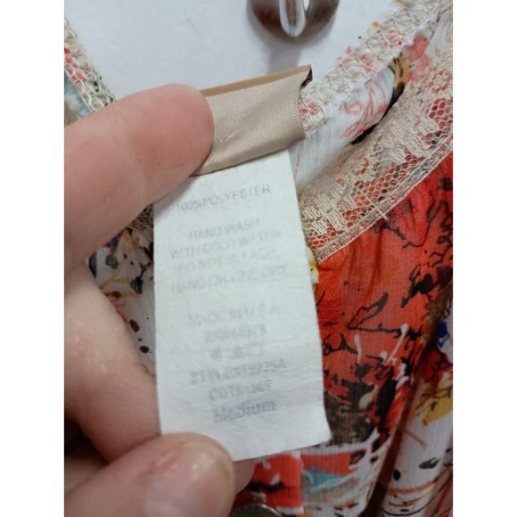 Vintage Y2K Daytrip Tank Top Medium Floral Chiffon Belted Cottagecore BOHO - Picture 6 of 10